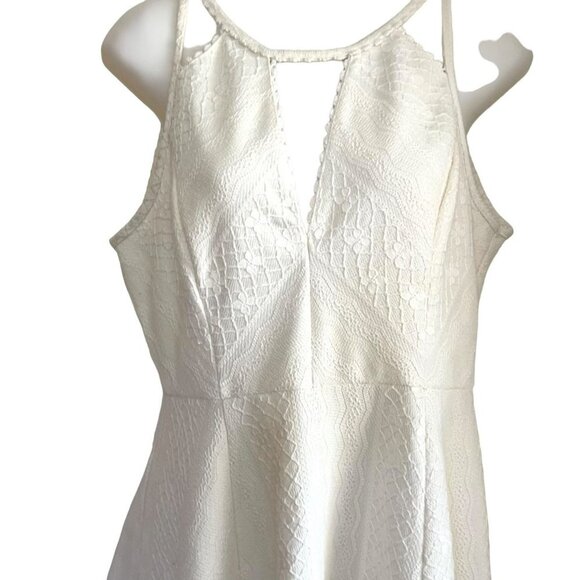 FREE PEOPLE SIZE 10 IVORY WHITE LACE FIT & FLARE SKATER DRESS - Picture 4 of 16